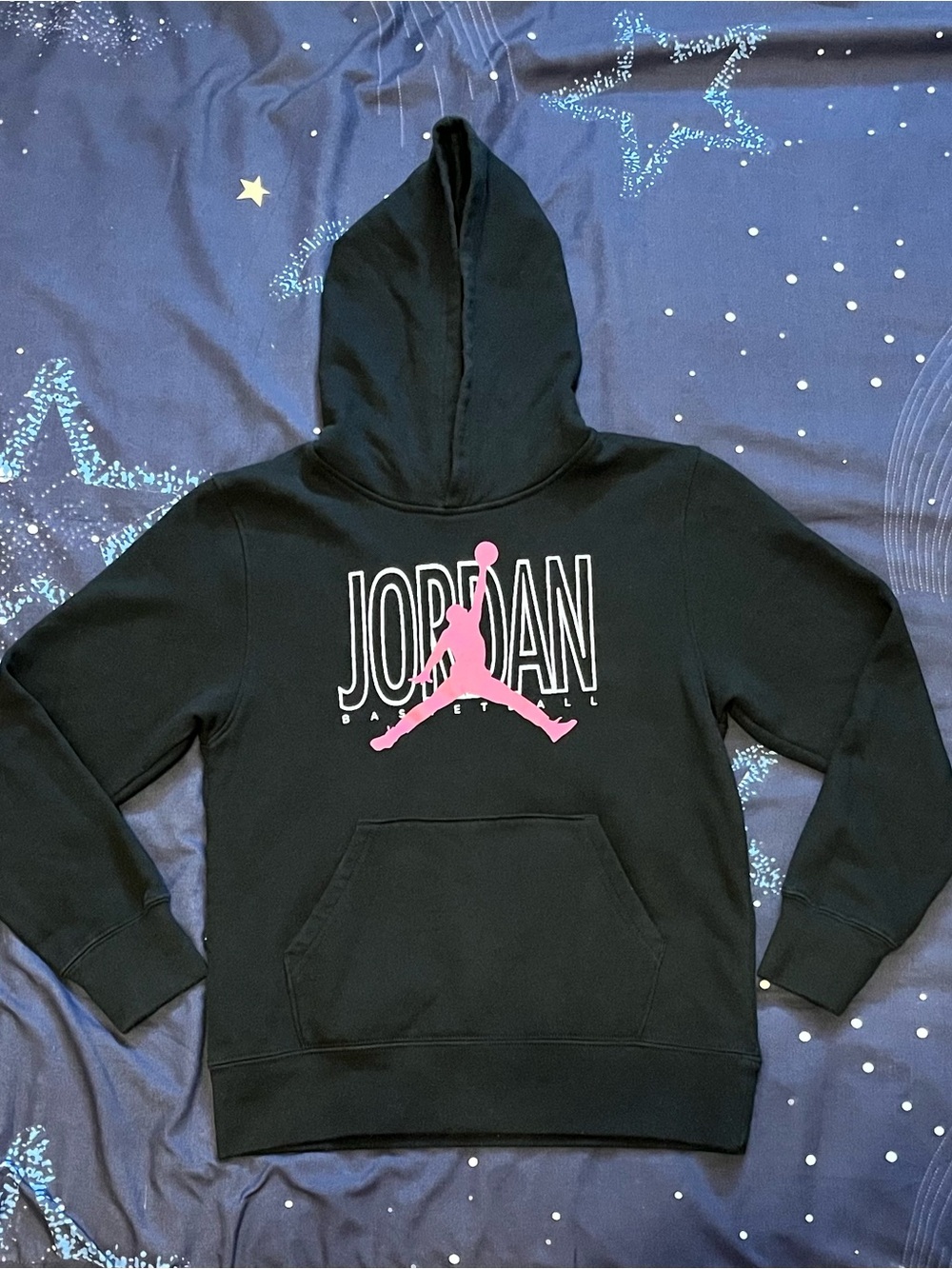 Girls M(12/14) Jordan Black Pullover Hoodie with Pink Jumpman Graphic